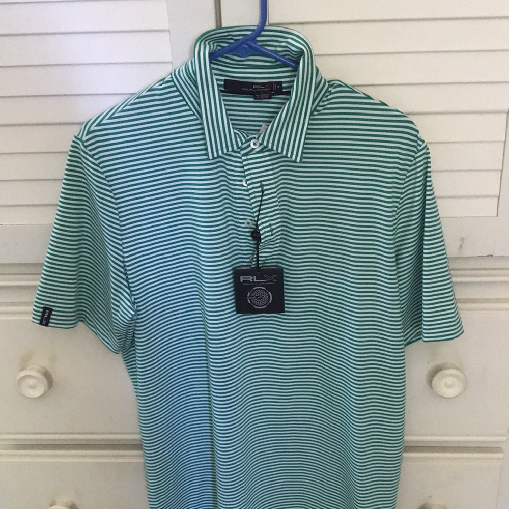 Ralph Lauren RLX golf ⛳️ green stripe shirt top comfy soft Polo medium